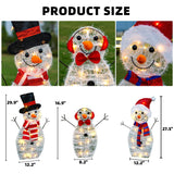 HOURLEEY Christmas Decoration 55 L Lighted Snowman Family Outdoor, 3-Piece Waterproof Plug in 2D Snowman for Yard Patio Lawn Garden Party Decor 20.5X9X29.5Inch-Large (Warm White)