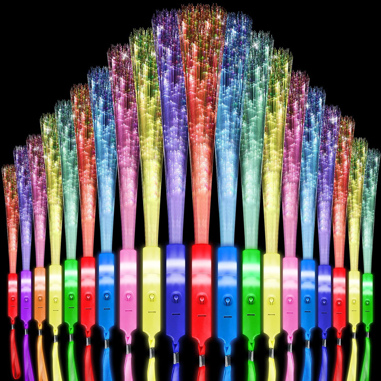 56 Pack Multicolor Fiber Optic Wand Glow Wand LED Light Up Wand Bulk with 3 Flashing Models Flashing Sticks for Glow in The Dark Birthday Party Favor Wedding Halloween Christmas, 8 Colors