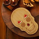 Funny Skull Aperitif Board XILAZAB Unique Large Bamboo Wood Halloween Charcuterie Cheese Cutting Board Spooky Skeleton Decorative Serving Platter Tray for Thanksgiving Christmas Housewarming Party