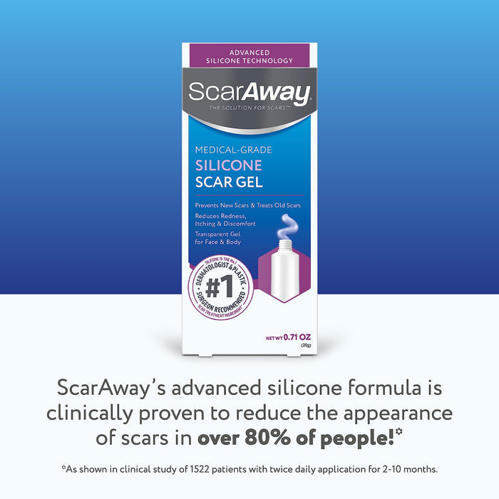 ScarAway Silicone Scar Gel, Helps Improve Size, Color & Texture of Hypertrophic & Keloid Scars from Injury, Burns & Surgery, Water Resistant, 20g (0.7 Oz)