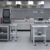 AmGood 18 in. x 30 in. Stainless Steel Work Table with Wheels | Metal Kitchen Food Prep Table | NSF