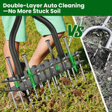 Lawn Aerator Tool,Adjustable Height with 15 Iron Spikes,Double-Layer Spring