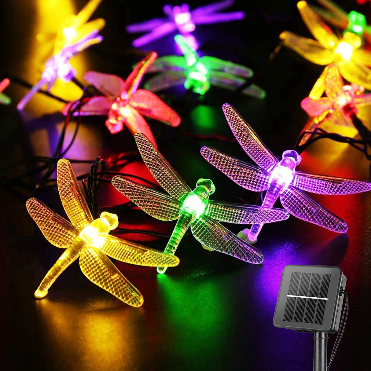 Solar Bee String Lights Outdoor 31FT 50 LED Honeybee Fairy Lights with 8 Lighting Modes, Waterproof Solar Bumble Bee for Patio Yard Garden Grass Wedding Christmas Party Decor, Warm White