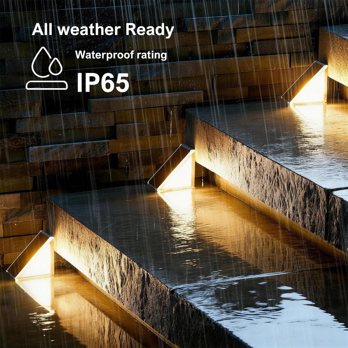JEJOT Solar Step Lights Outdoor Waterproof IP65,Warm White Brown Solar Stair Lights, Outdoor Light Decor for Stair, Deck, Step, Porch and Outside Patio, 6 Pack