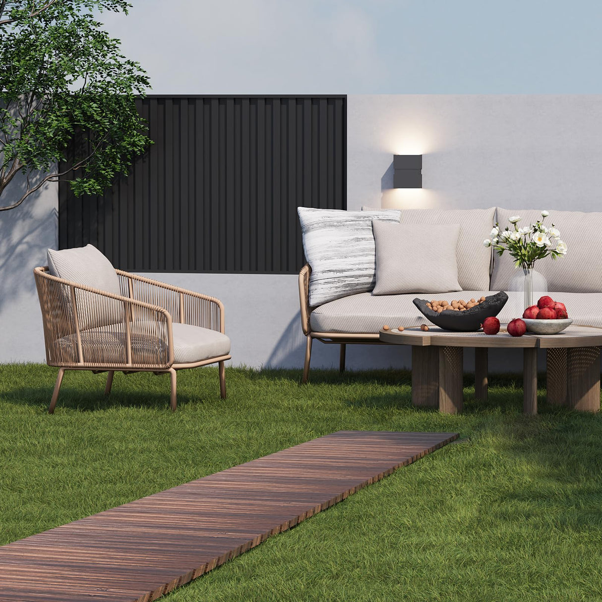 Wooden Garden Pathway 8 FT Outdoor Roll Out Wood Walkway (Carbonized)