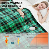 Green Heated Blanket Electric Throw 50X60, Heating Blanket for Couch, Plaid Sherpa Winter Blankets Warmer, 10 Levels & 8-Hour Auto Off, Fast Heated House Warming Gifts New Home Christmas Decor for Mom