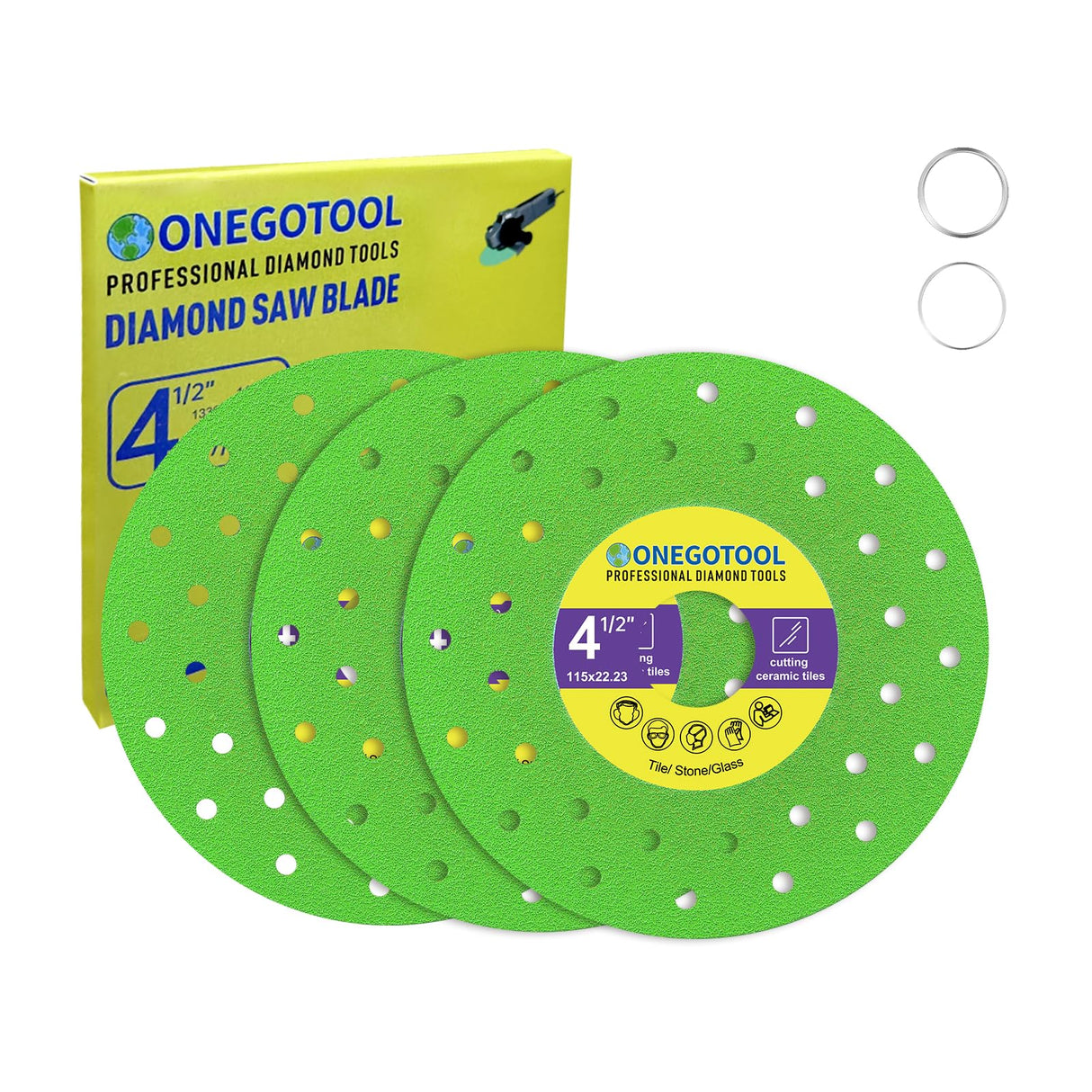 ONEGOTOOL 4-1/2 inch Tile Cutter Diamond Saw Blade for Angle Grinder Porcelain Ceramic Glass Marble Cutting Tools Grinding disc (3pcs)