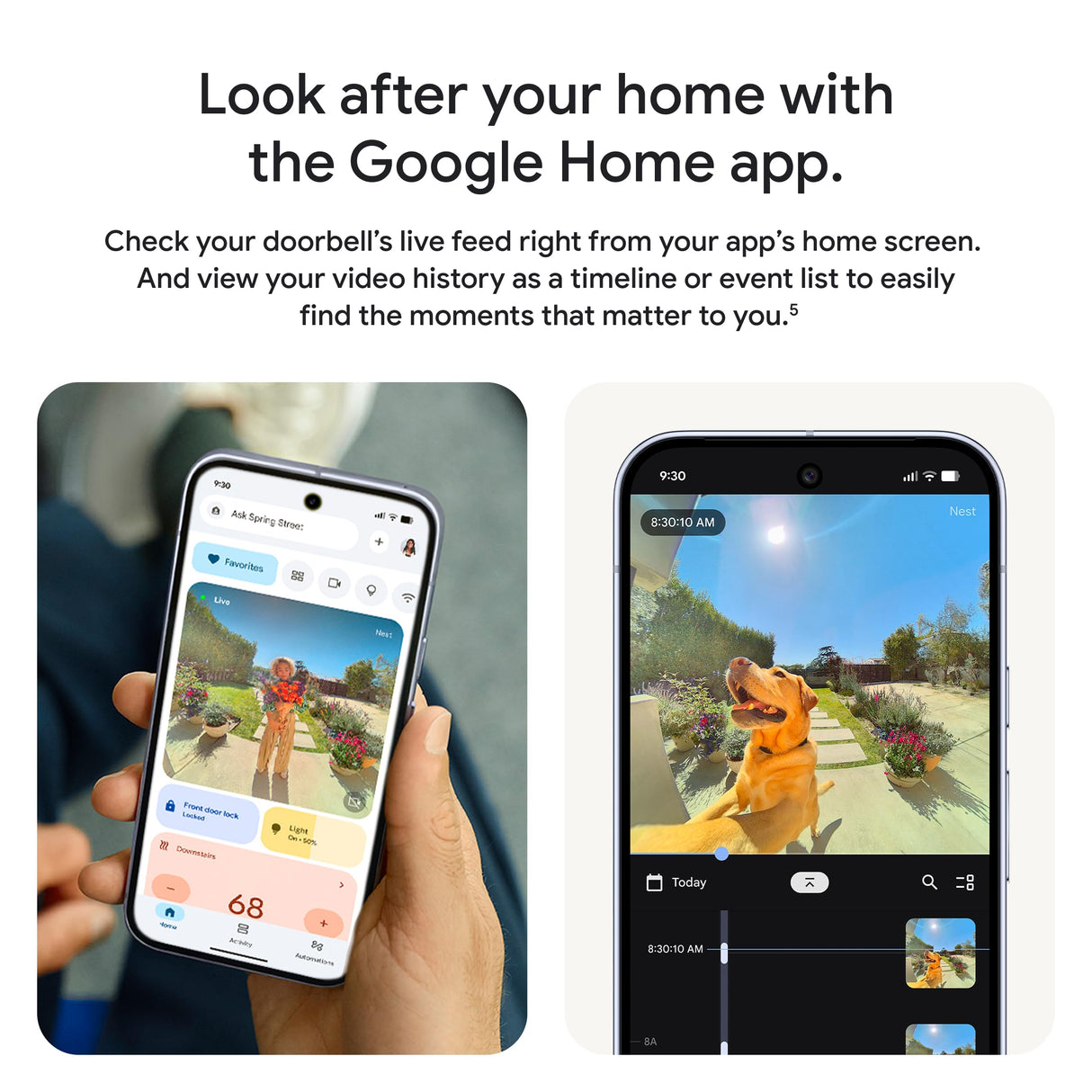 Google Nest Doorbell (Wired, 3rd Gen) - 2K Video and Gemini, Live View, Night Vision, 2-Way Audio - Works with Google Home - 2025 Model - Snow
