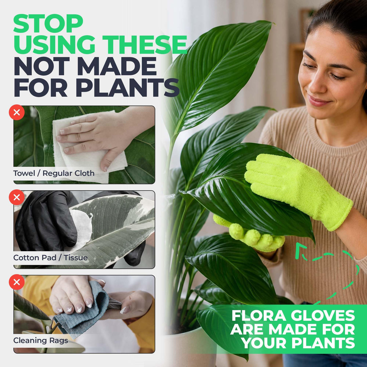 Flora Microfiber Dusting Gloves for Houseplants –Save Your Plants from Hidden Killers–Ultra-Gentle Microfiber (2)