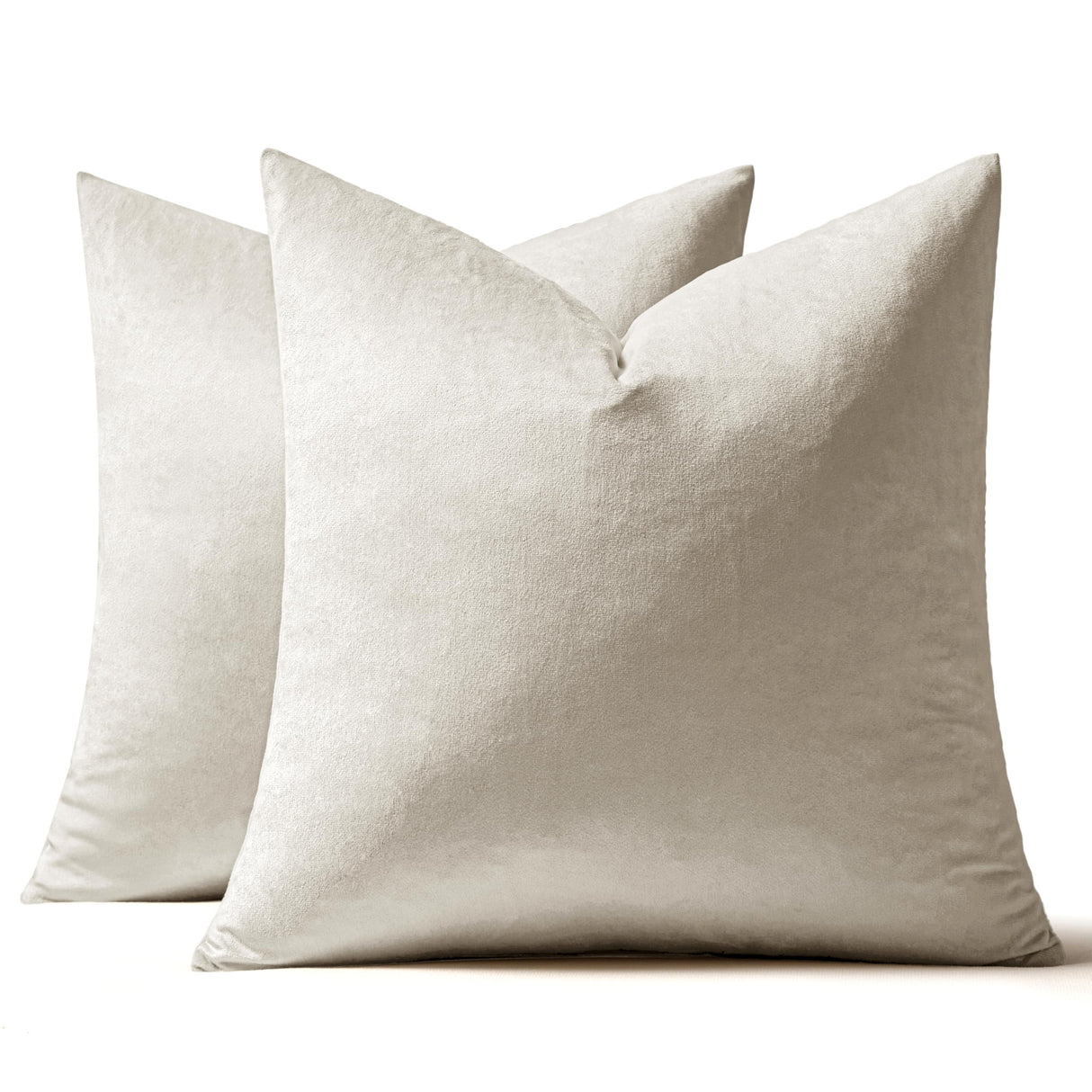 MIULEE Pack of 2 Velvet Pillow Covers Christmas Decorative Square Pillowcase Soft Solid Cream White Cushion Case for Spring Couch Sofa Bedroom Car 22x22 Inch 55x55 cm