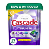Cascade Platinum Plus Dishwasher Pods, Dishwasher Detergent, Dish Detergent Soap, Lemon, 57 Count
