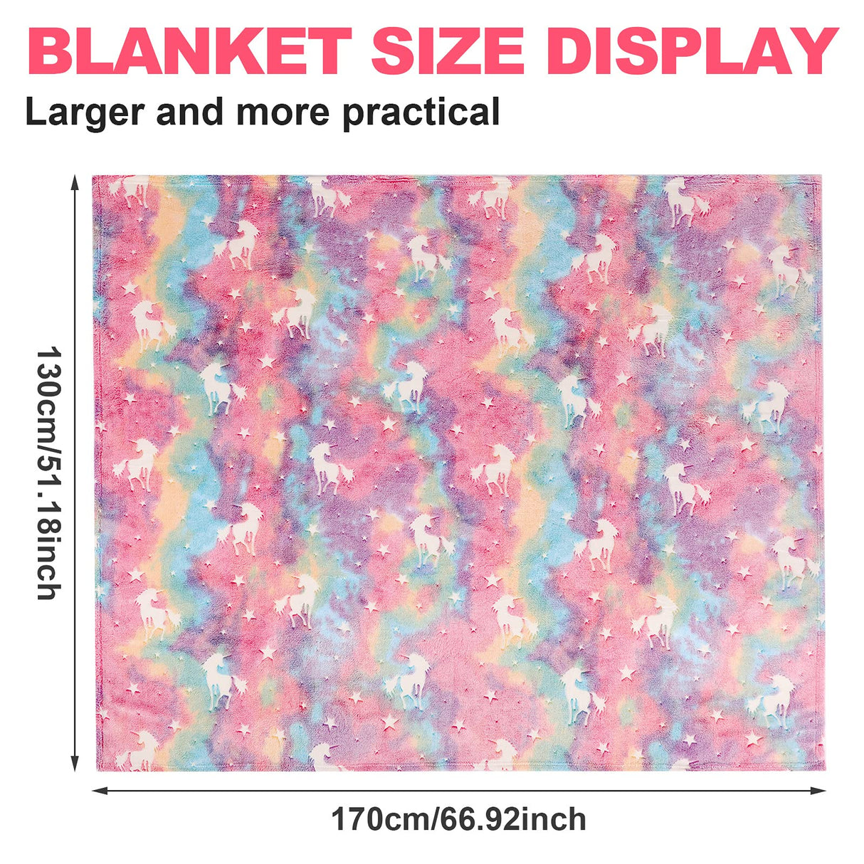 Glow in The Dark Blanket Unicorns Gifts for Girls,Toys for 2 3 4 5 6 7 8 9 10 Year Old Girl Gifts,Soft Kids Blankets for Christmas Halloween Birthday Valentines Gifts,50"x60"