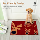 Christmas Reindeer - 17"x29" - Coir Door Mat with Heavy Duty Backing - Welcome Mats for Entryway, Porch - Anti-Slip PVC & Coconut Fiber Surface - Natural Home Accessories, Minimalist Original Design