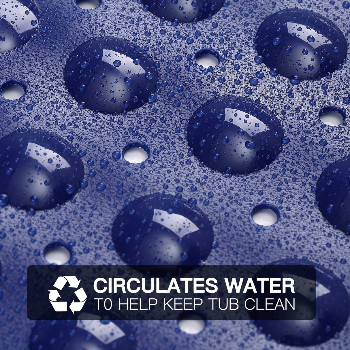 YINENN Bath and Shower Safety Mats 40x16 inch, Non Slip with Suction Cups for Bathroom Stall and Tub Floor, Extra Large and Machine Washable, Drain Holes Keep Bathtub Clean, Dark Blue