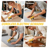 2026 New 3000mAh Cardboard Box Cutter with 2 Titanium Blades, Cordless Electric Scissors with Safety Lock & LED Light, Storage Box, 300RPM, 4V, Cutter for Fabric Carpet Carton Plastic Leather Cloth