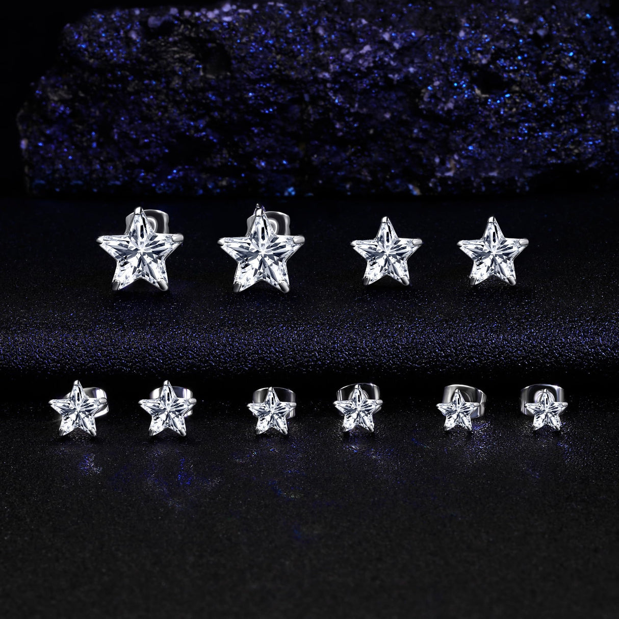 316L Stainless Steel Earrings Set Hypoallergenic Cubic Zirconia Stud Earring for Women Men (Heart/Teardrop/Oval/Star/Horse-Eye)