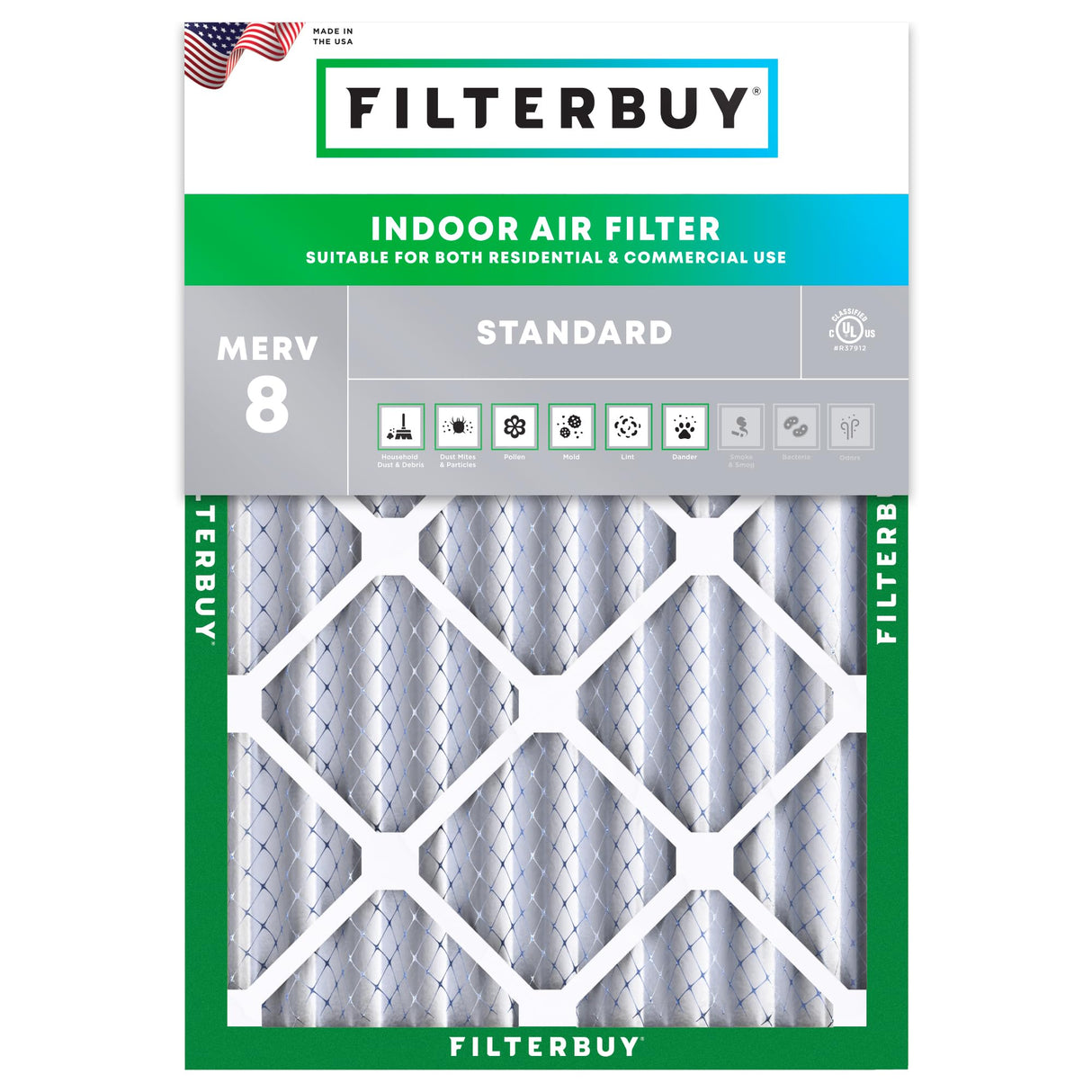 Filterbuy 24x25x4 Air Filter MERV 8 Essential Dust & Allergy Defense (1-Pack), Electrostatic Pleated HVAC AC Furnace Filters Replacement (Actual Size: 23.75 x 24.75 x 3.63)