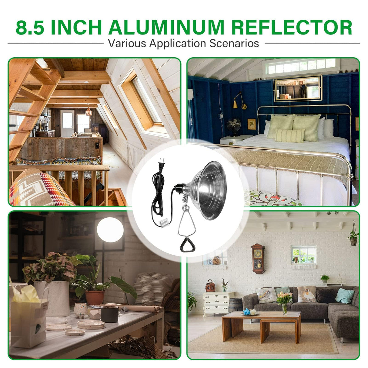 Simple Deluxe Clamp Light with 8.5 Inch Adjustable Aluminum Reflector, Suit for E26 Socket Max 150 Watt Lamp (No Bulb Included), 6 Feet 18/2 SPT-2 Cord, 2 Pack
