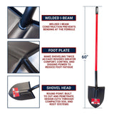 Bully Tools 12-Gauge Round Point Gardening Shovel | Heavy Duty Fiberglass Long Handle | Spade Shovels for Digging, Trenching and Planting | Steel Body Gardening Hand Tools, 100% Made in USA