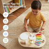 Wooden Drum Set for Toddlers 1-3, Montessori Musical Toy for Kids