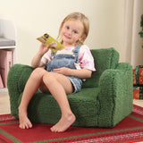 MOMCAYWEX Kids Chairs for Toddler, 2-in-1 Toddler Soft Sherpa Couch Fold Out, Convertible Sofa to Lounger for Girls and Boys, Christmas Decor, Green
