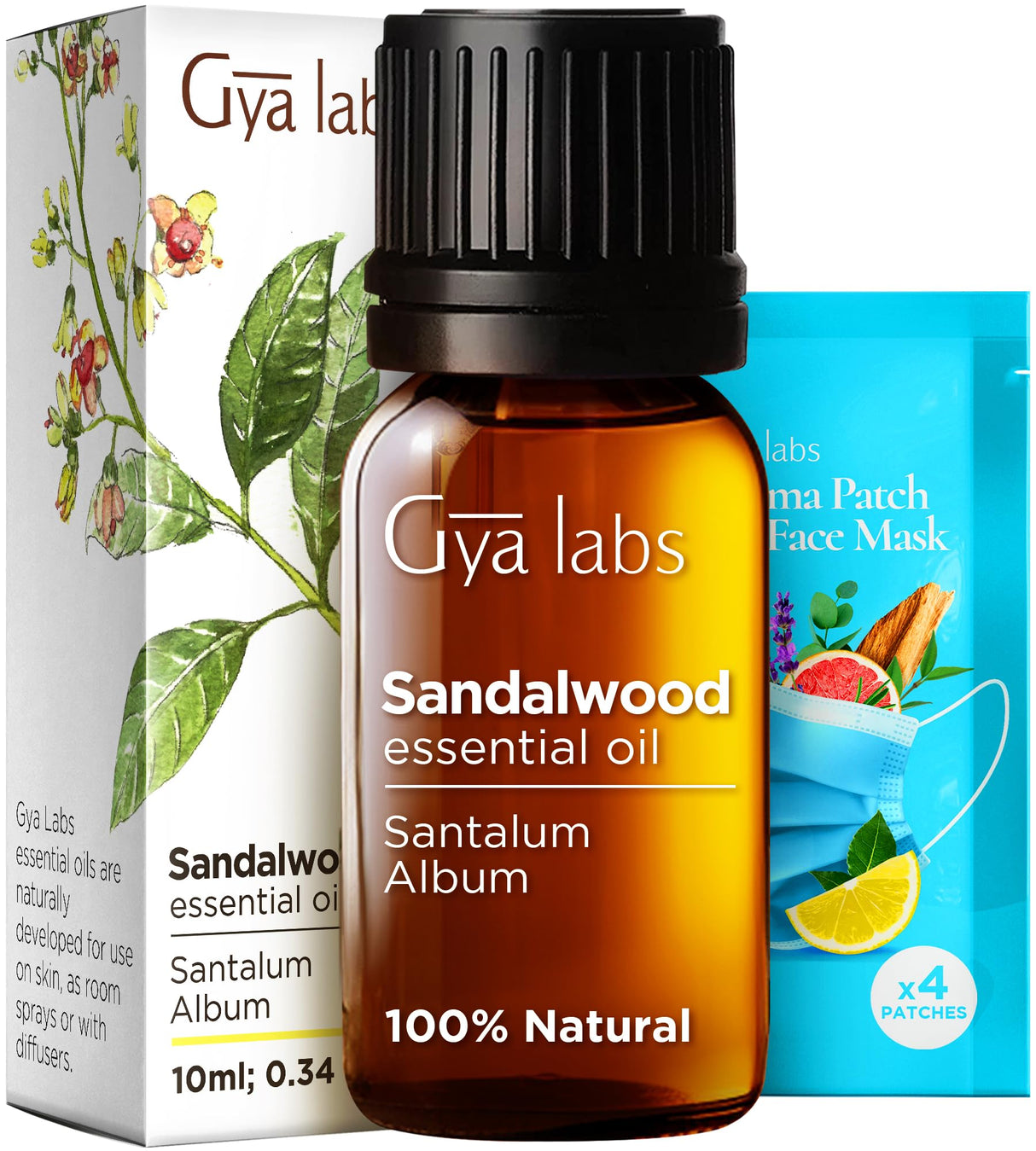 Gya Labs Sandalwood Essential Oil for Serenity & Tranquil Living - 0.34 fl oz - 100% Pure Natural Premium Quality Sandalwood Essential Oils for Skin Care, Diffuser, Perfume, Candle and Soap Making