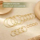 Magitaco 8 Pairs Clip On Hoop Earrings Stainless Steel Clip On Earrings for Women Fake Hoop Earring Spring Hoop Earring For Non-Pierced Ears G