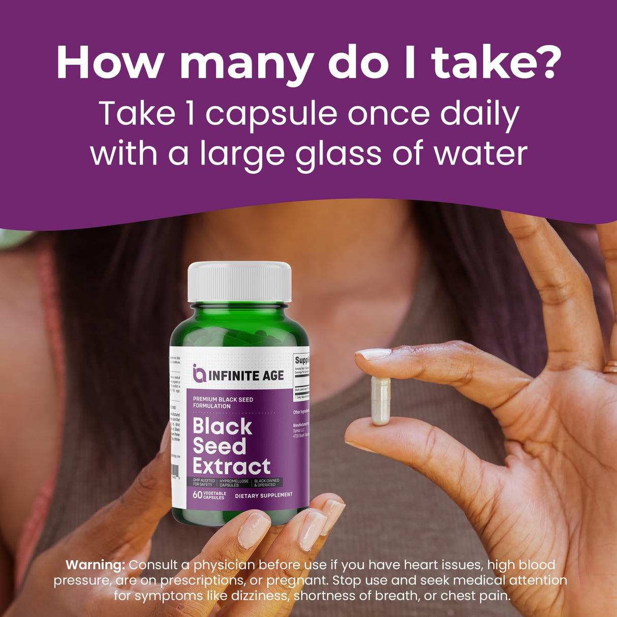 Infinite Age Dry Organic Black Seed Oil Extract Capsules, 60 Count - Nigella Sativa Immune Booster for Optimal Skin, Hair, Memory, Focus, Brain Health and Immunity - Thymoquinone Supplement