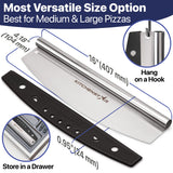 16-Inch Pizza Cutter Rocker Blade, 304 Stainless Steel Slicer Knife, Silver