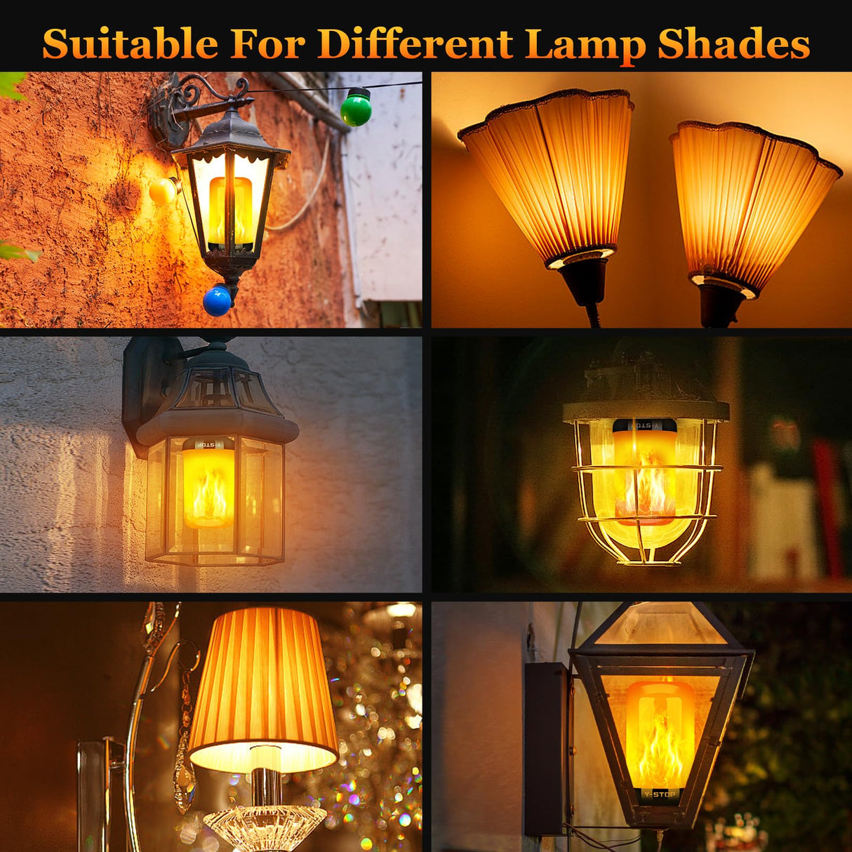 Y-STOP Halloween Decorations Upgraded LED Flame Light Bulbs, 4 Modes Flickering Light Bulb with Upside Down Effect, E26 Base Flame Bulb for Halloween Lights, Christmas Decoration, Party Decor (2 PCS)