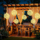 Outdoor Christmas Balls Lights 4 Pack Hanging 7.9" LED Garden Sphere Tree Lights 8 Modes Waterproof Glow Globe Lights with Memory Timer Plug for Party Yard Porch Eave Patio Xmas Decorations-Warm White