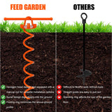 FEED GARDEN 16 Inch Spiral Ground Anchors Heavy Duty Screw in Spiral Stakes, 4 Pack Folding Ring Ground Stakes for Securing Dogs,Tents, Trampolines, Canopies, Swing Sets, Orange