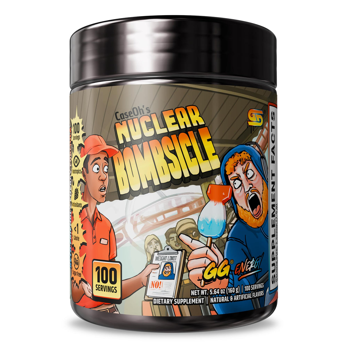 Gamer Supps, GG Energy CaseOh's Nuclear Bombsicle (100 Servings) - Keto Friendly Gaming Energy and Nootropic Blend, Sugar Free + Organic Caffeine + Vitamins + Immune Support, Powder Drink