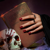 BTArtbox Halloween Press On Nails, Short Red Fake Nails, 32Pcs Full Kit