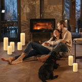 TECHLONG Flickering Flameless Candles with 3D Moving Flame, Last 1000+ Hours Battery Operated Candles with Timer, Ivory Real Wax Pillar Electric LED Candle for Wedding Christmas Party/3" x 8"