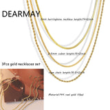 DEARMAY Layered 14K Gold Plated Chain Choker Necklace Set