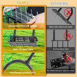 Aerator Lawn Tool - 2-in-1 Reinforced Heavy Duty Manual Lawn Aerator with 15 Spikes, Automatic Dirt and Leaf Clean Design, Adjustable T-Handle (Gloss Black)