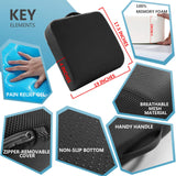 YOUFI Extra Thick Large Seat Cushion -19 X 17.5 X 4 Inch Gel Memory Foam Cushion with Carry Handle Non Slip Bottom - Pain Relief Coccyx Cushion for Wheelchair Office Chair (Black (1PACK))