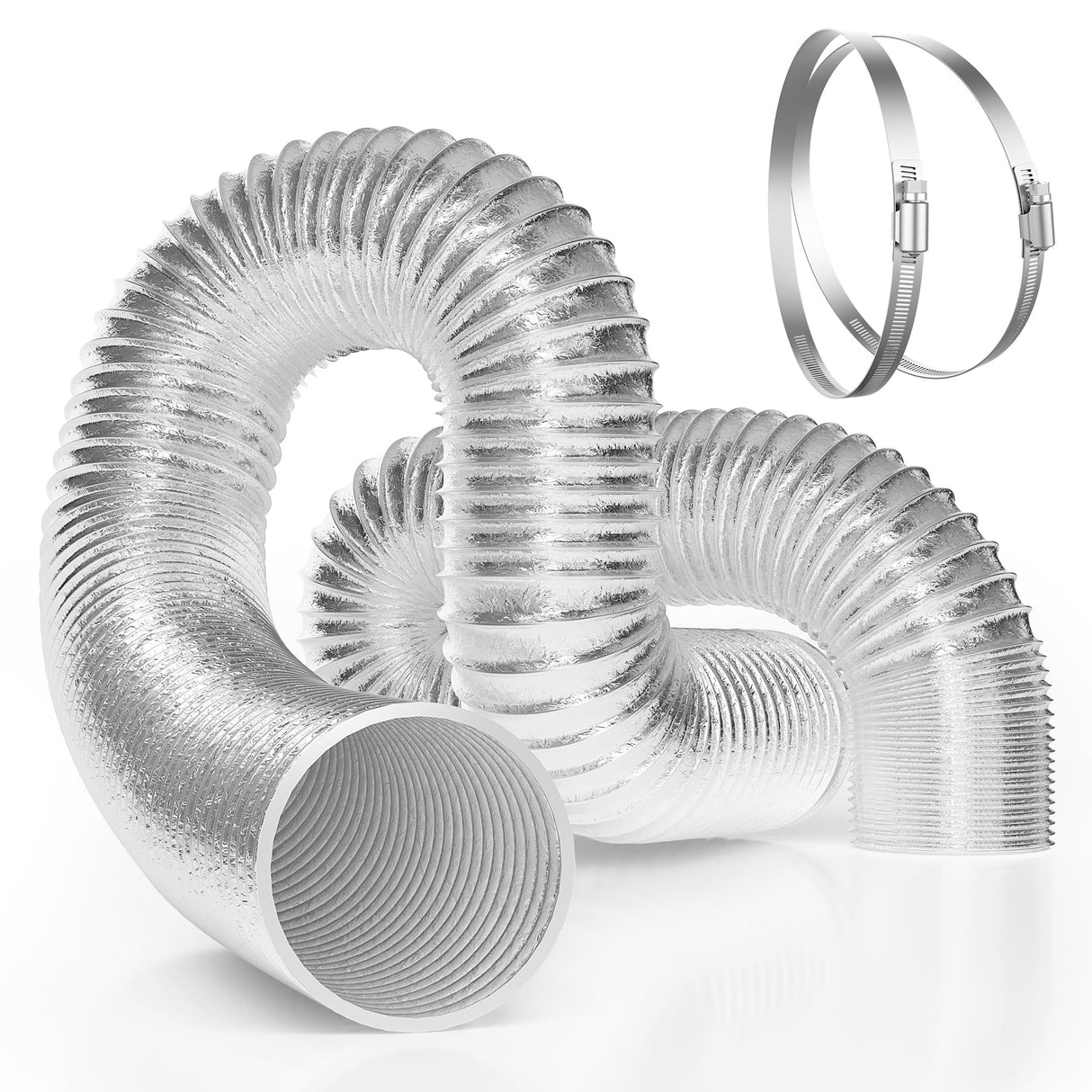 VIVOSUN 4 Inch Flexible Aluminum Ducting, 25 Feet Long Flex Air Duct with 2 Clamps, Heavy-Duty Multi-Layer Dryer Hose Vent Kit for Heating Cooling Ventilation and Exhaust
