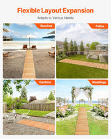 VEVOR Wooden Garden Pathway, 8 ft L x 17 in W, Non-Slip Straight Garden Walkway, Roll Out Cedar Outdoor Walkway Path with Wire Rope Connection, Decorative Garden Paver for Backyard Wedding Party
