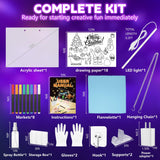 16" Led Drawing Board for Kids with 18 Tracing Pages - 4 Modes & Acrylic Dry Erase Led Note Board with 7 Colors, Light Magic Boards for Writing Art Toys, Christmas & Birthday Gifts for Girls Boys