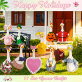 Silicherry 11 Set Holiday Porch Goose Outfits All Seasons Goose Clothes Umbrella Easter Statue Costume for Patio Lawn Outdoor(23",Cool)