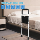 Bed Rails for Elderly Adults Safety, Adjustable Bed Assist Rails for Seniors, Bed Side Rails with Support Legs and Storage Pocket, Portable Bed Cane Fit King, Queen, Full, Twin Bed, Black