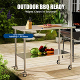 Chingoo Stainless Steel Work Table with Wheels, 24x60 Inch NSF Kitchen Prep Table with Adjustable Undershelf for Commercial Restaurant, Garage, Outdoor BBQ