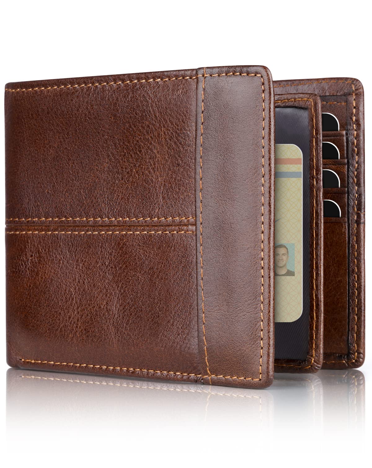 Swallowmall Mens Wallet Rfid Blocking Leather Wallet for Men Bifold Wallets