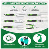 Gardening Tools 10-Piece, Heavy Duty Garden Tool Set with Fashion and Durable Garden Tools Organizer Handbag, Rust-Proof Gardening Hand Tools Weeding Kit, Ideal Gardening Gifts for Women