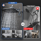 Veken 11.8" Rain Shower Head with Handheld, High Pressure Handheld Shower with Multi Spray Modes, Rainfall Combo with Metal Extension Arm, Detachable Dual Showerhead, Bathroom Decor, Chrome Silver