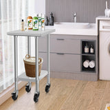 HARDURA Stainless Steel Commercial Table Prep & Work Table with Casters Heavy Duty Metal Table with Wheels NSF 430 24×18 Inches