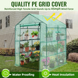 Greengro Greenhouse, 57 x 57 x 76'' Greenhouses for Outdoors, Portable Greenhouse Kit with Mesh Side Windows, PE Cover, 8 Shelves, Heavy Duty Walk in Green House for Backyard Garden Indoor Outside