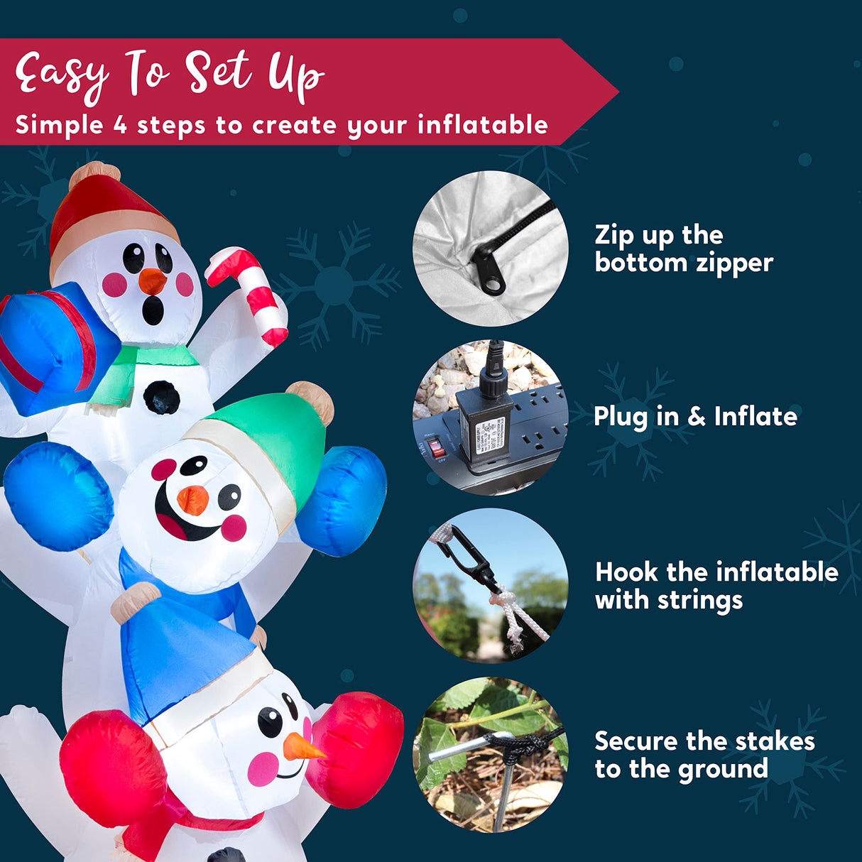 Joiedomi 6 FT Christmas Inflatable Decoration Stacked Snowman with Build-in LEDs Blow Up Inflatables for Xmas Party, Home Indoor Outdoor Christmas Décor Yard Garden Lawn Winter Holiday Supplies Décor